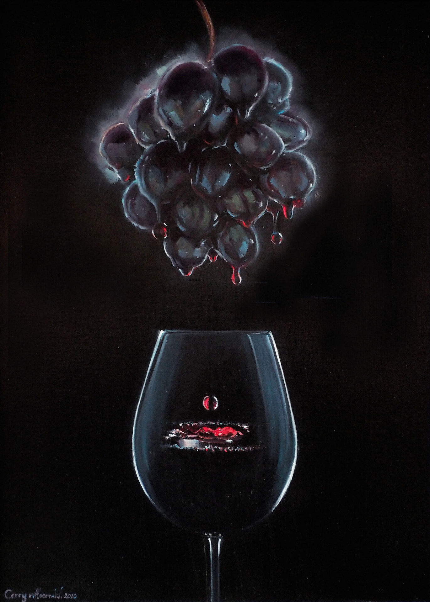 zwarte druiven wijn wijnglas Corry van Hoorn