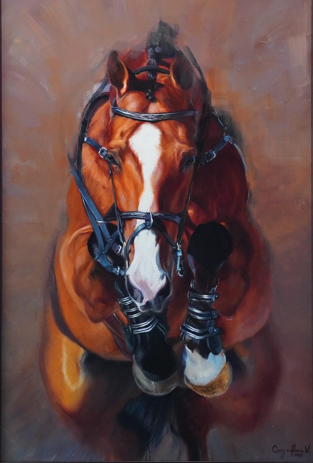 paard in galop portret Corry van Hoorn